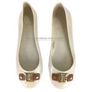Tory Burch White Jelly Gold Ballet Flats
